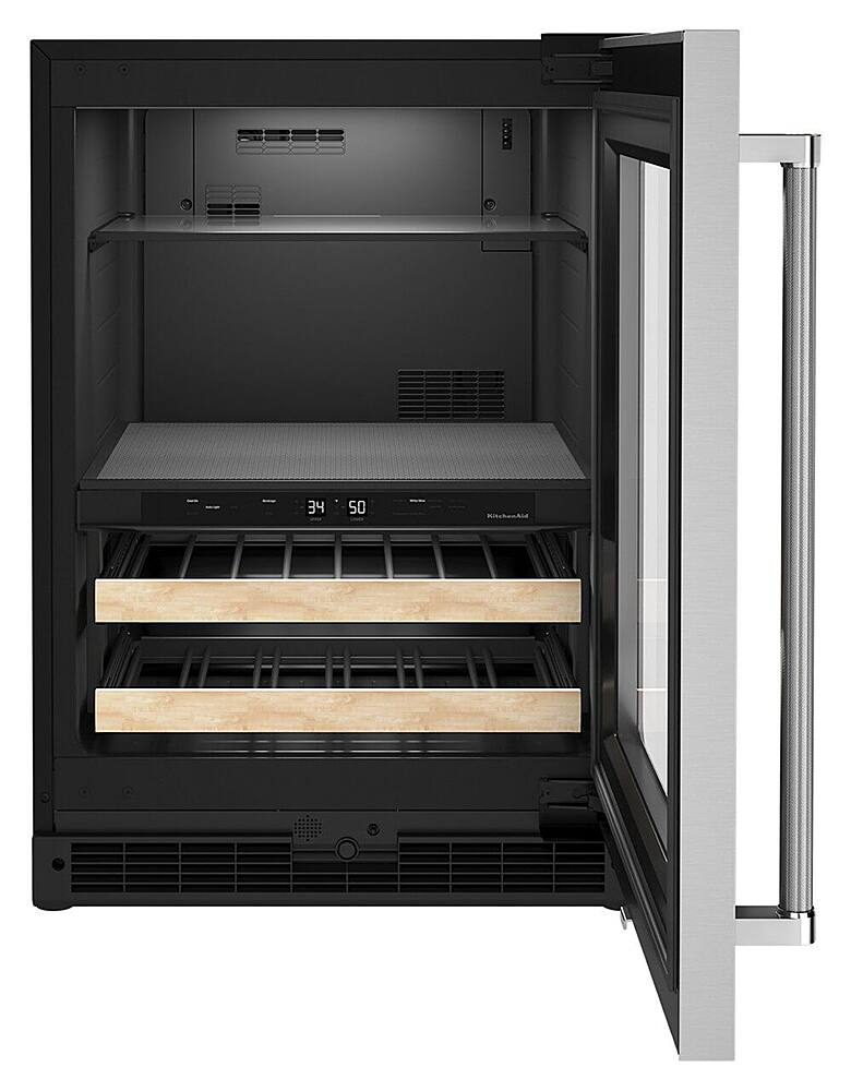 Alt View 11. KitchenAid - 14-Bottle Dual Zone Beverage Cooler with Glass Door and Metal-Front Racks - Stainless Steel.