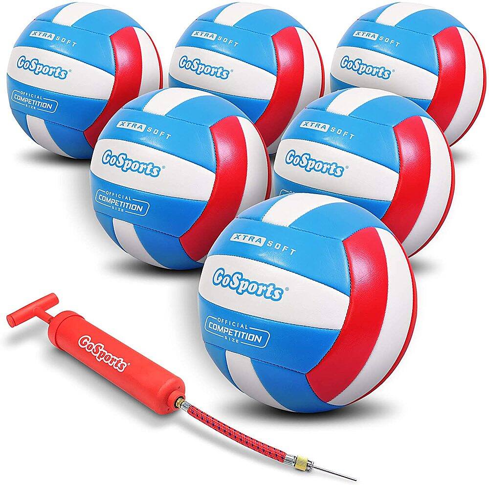 GoSports - Recreational Volleyball with Ball Pump & Bag, Regulation Size (6 Pack) - Multi