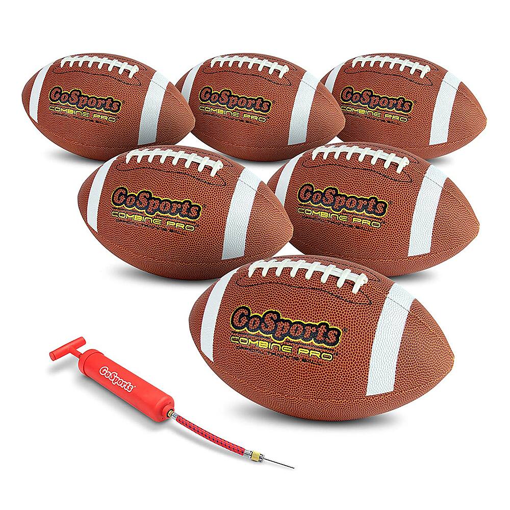 GoSports - Combine Pro Football with Ball Pump and Bag (6 Pack) - Brown