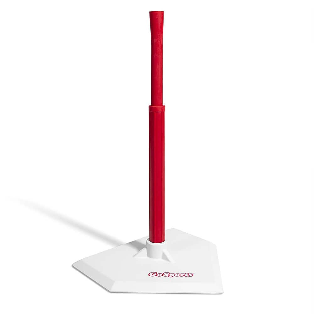 GoSports - Baseball & Softball 22 to 37 Inch Adjustable Height Rubber Batting Tee - Red/White