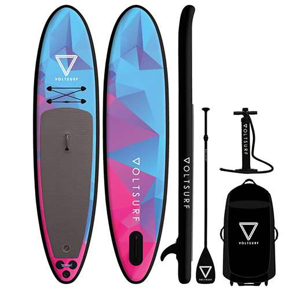 VoltSurf - Rover Inflatable SUP Stand Up Paddle Board Kit w/ Pump - Black