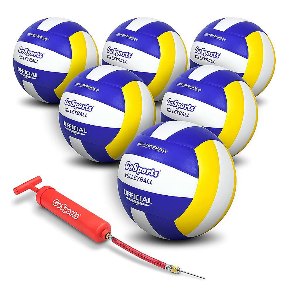 GoSports - Indoor Competition Volleyball with Pump & Bag, Regulation Size (6 Pack) - Multi