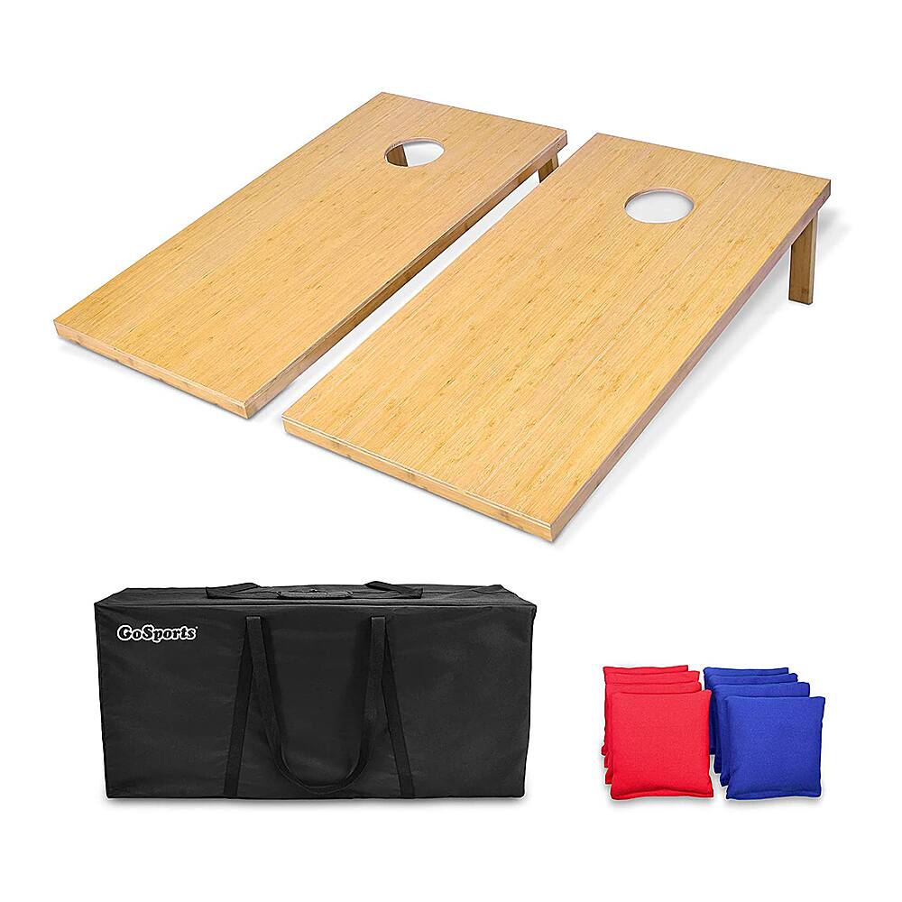 Alt View 11. GoSports - Cornhole Bean Bag Outdoor Backyard Lawn Game - Bamboo.