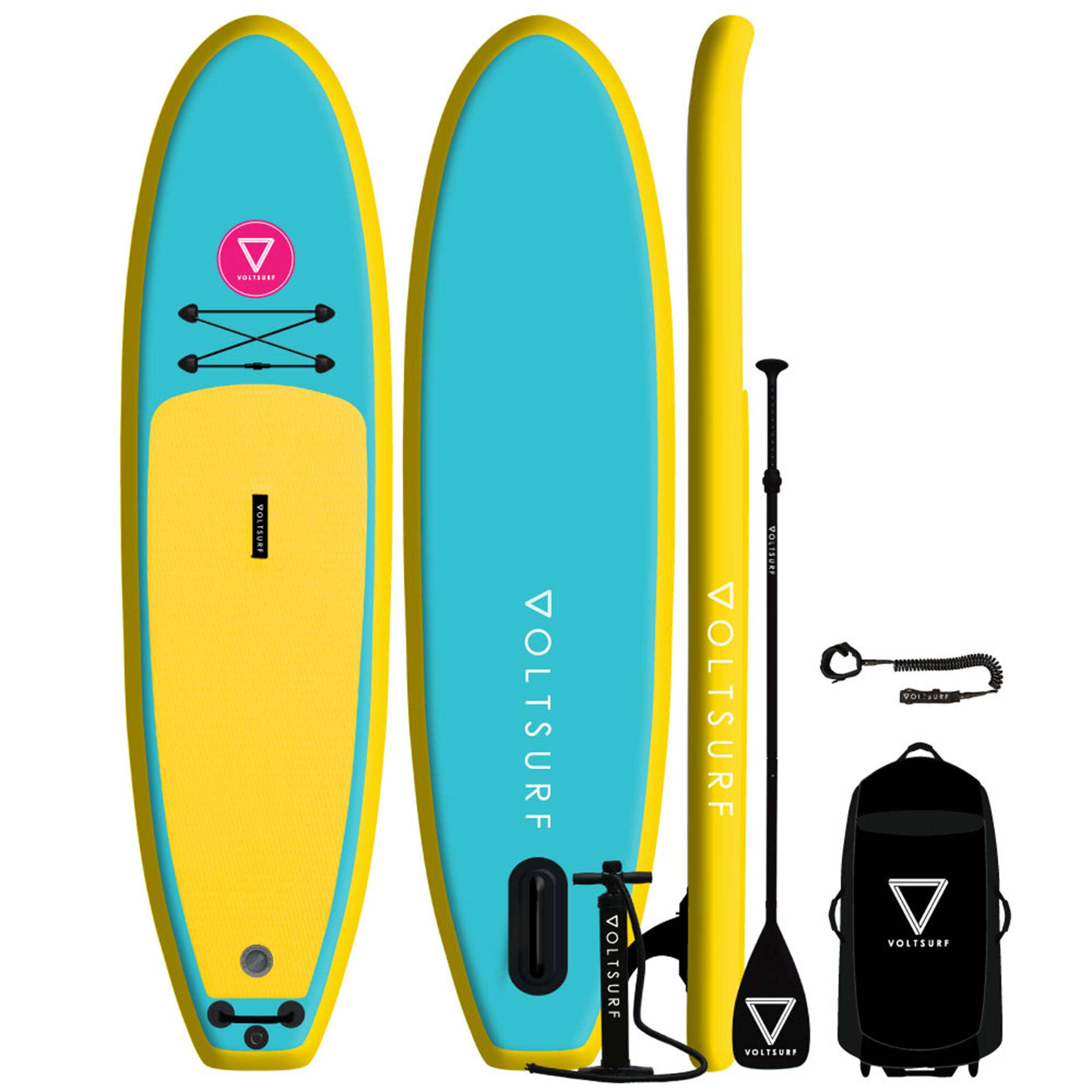 VoltSurf - Class Act Inflatable SUP Stand Up Paddle Board Kit w/ Pump - Yellow