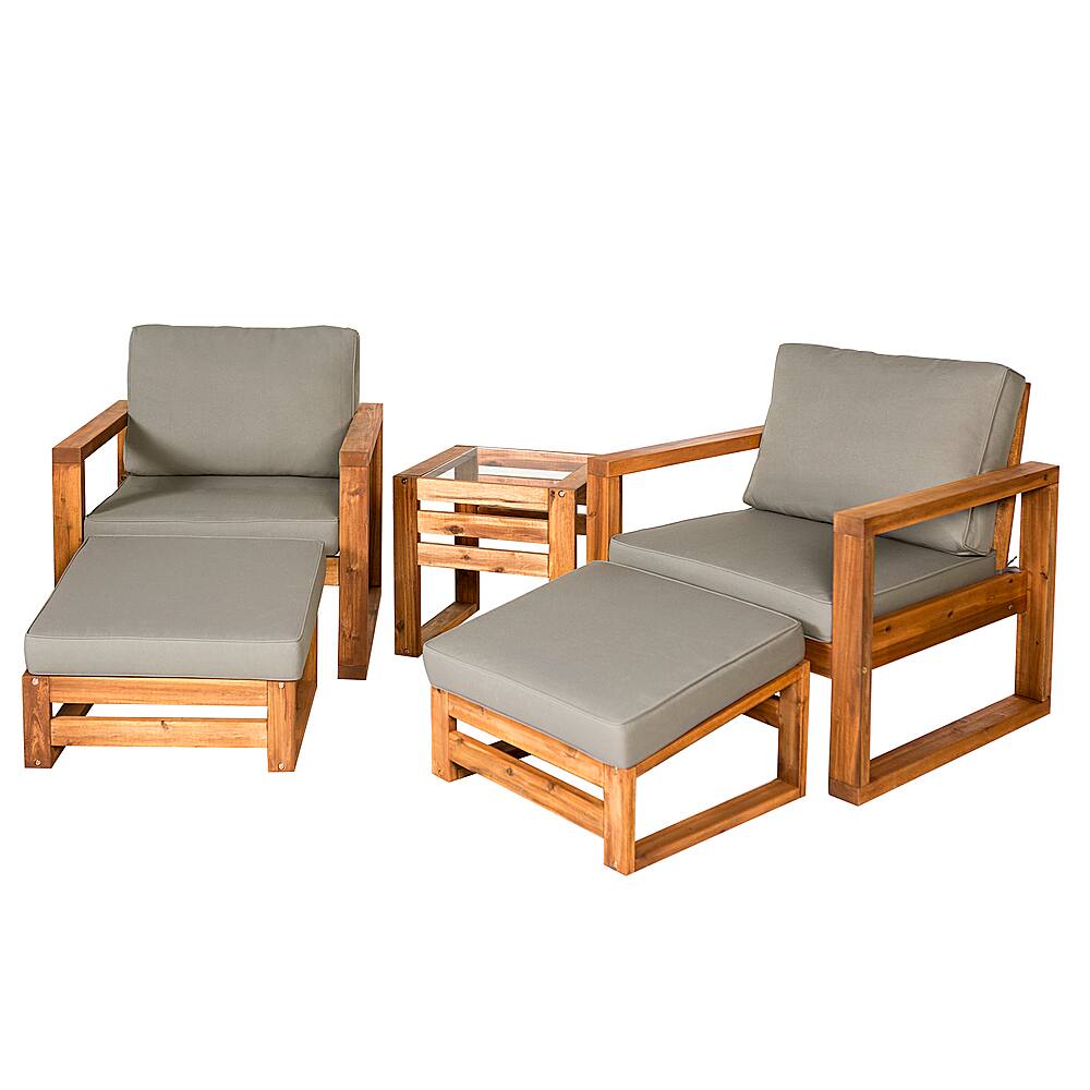 Best Buy Walker Edison 5Piece Canyon Modern Acacia Patio Chat Set Brown BBWHUD5CH