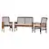 Angle. Walker Edison - Modern 3-Piece Slat-Back Acacia Wood Chat Set - Dark Brown.