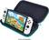 The image features a white Nintendo Wii game console with a blue carrying case. The case is open, revealing the Wii console and its controller. The game being played on the console is Animal Crossing: New Horizons.