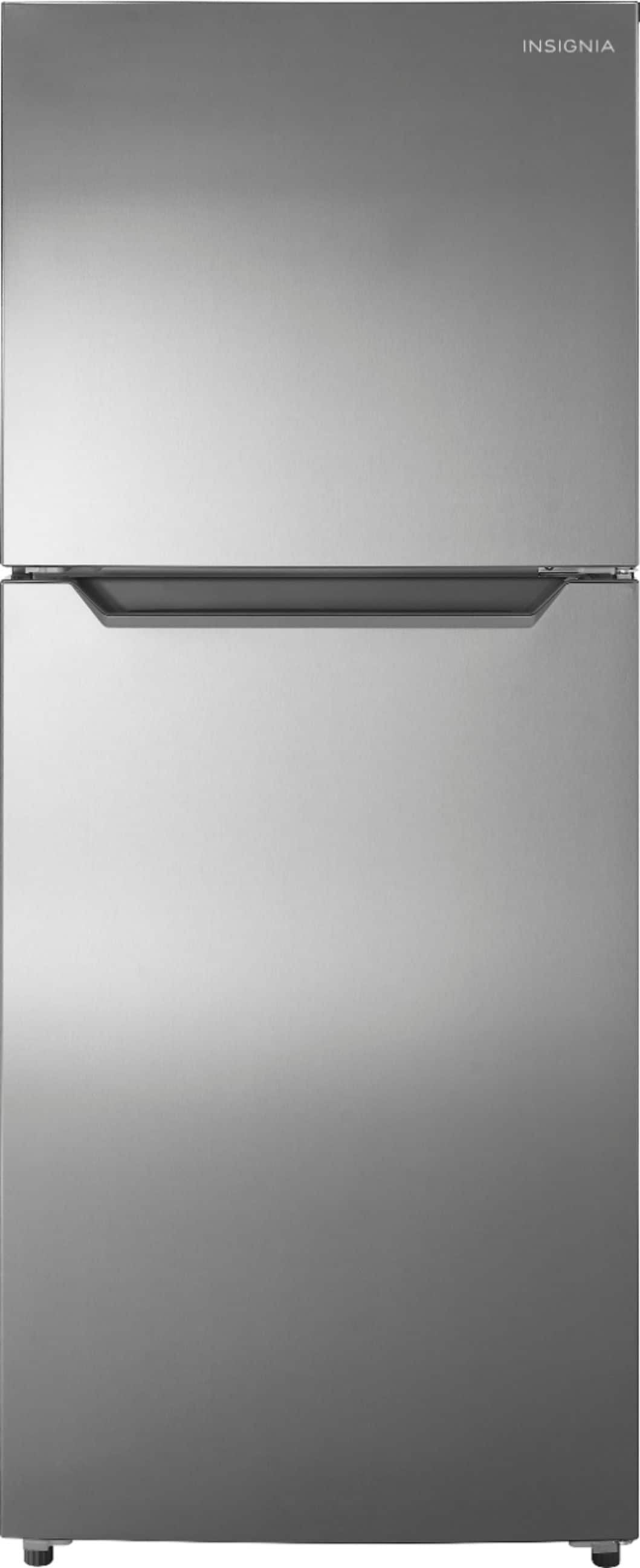 Insignia™ - 10 Cu. Ft. Top-Freezer Refrigerator with Reversible Door and ENERGY STAR Certification - Stainless Steel Look - Front_Zoom