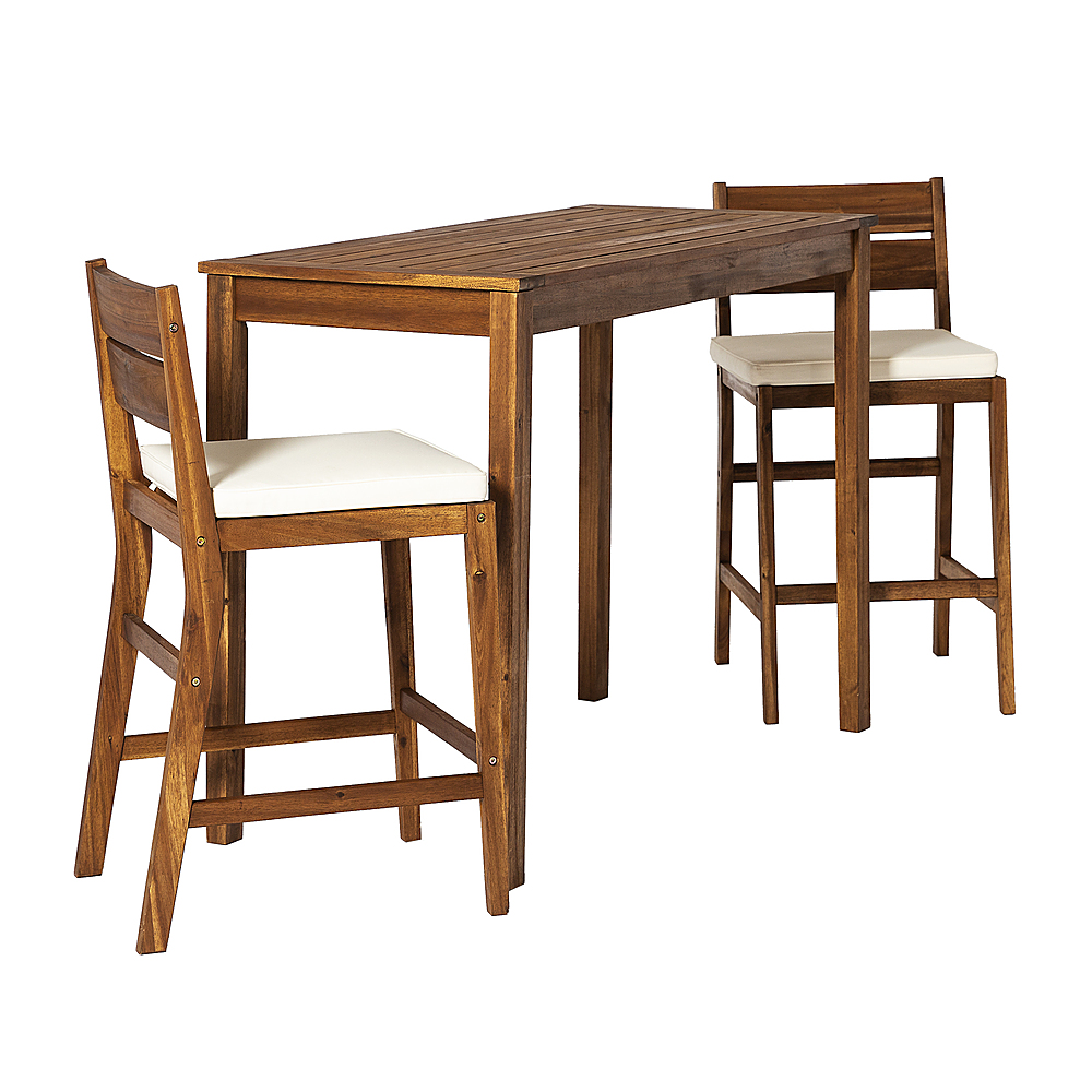 Angle View: Walker Edison - 3-Piece Acacia Wood Counter Height Dining Set - Brown