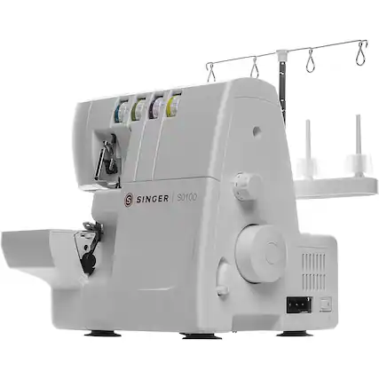 Front. Singer - 6-Stitch Electric Serger Machine - White.