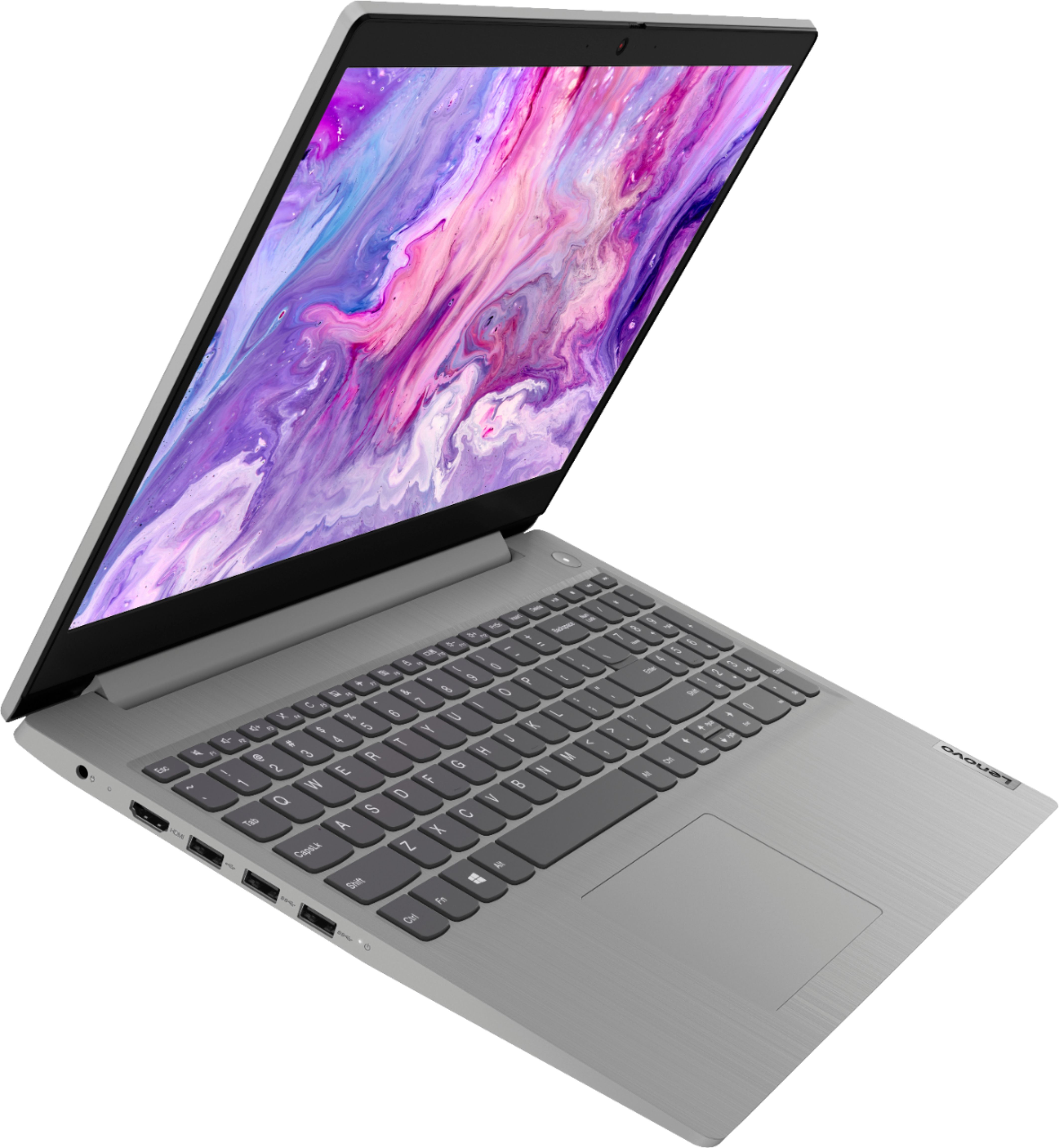 Angle View: Lenovo - Ideapad 3 15 15.6" Laptop - AMD Ryzen 3 - 8GB Memory - 128GB SSD - Platinum Grey