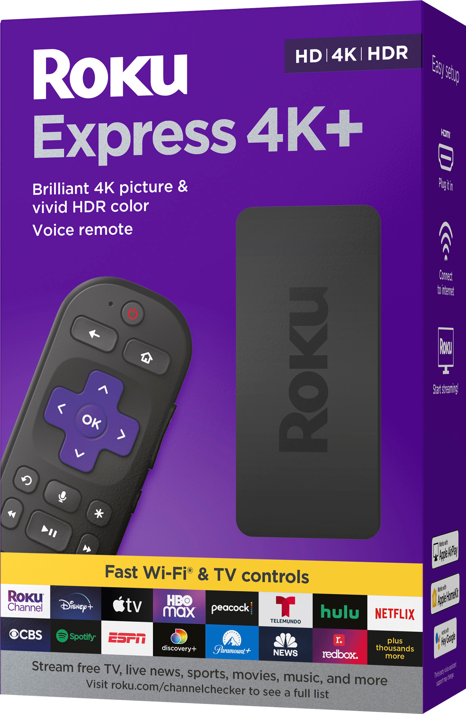 Roku Express 4K+ | Streaming Player HD/4K/HDR with Roku Voice Remote with  TV Controls, includes Premium HDMI Cable Black 3941R2 - Best Buy
