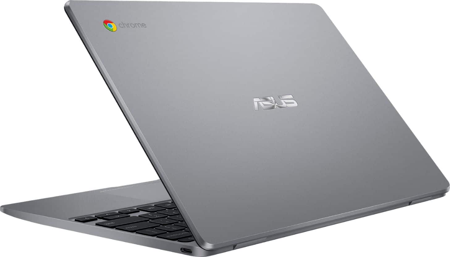 Left. ASUS - 11.6" Chromebook - Intel Celeron - 4GB Memory - 32GB eMMC Flash Memory - Gray.