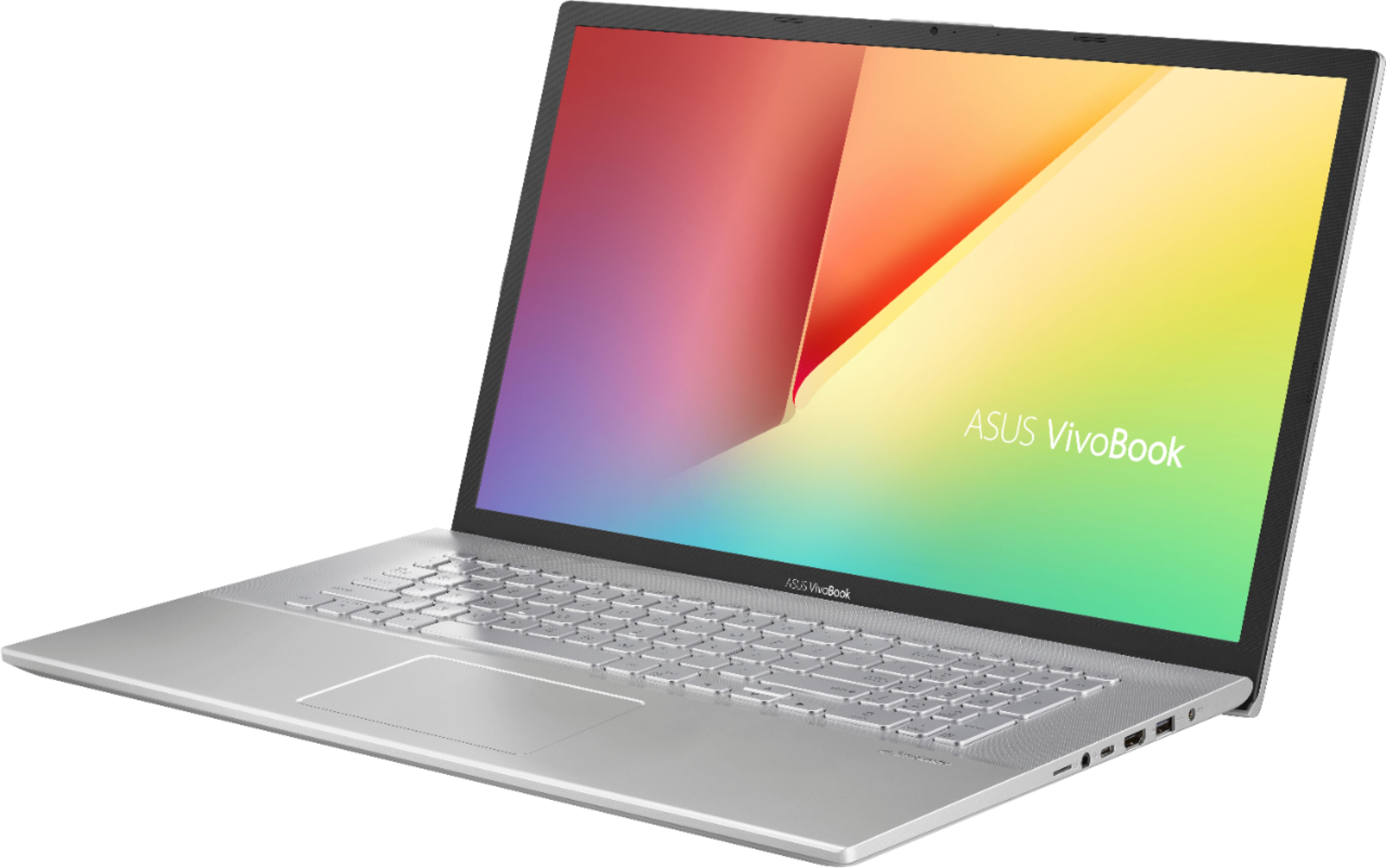 Left View: ASUS - Vivobook 17.3" Laptop - Intel Core 10th Gen i7 - 16GB Memory - 1TB SSD - Transparent Silver