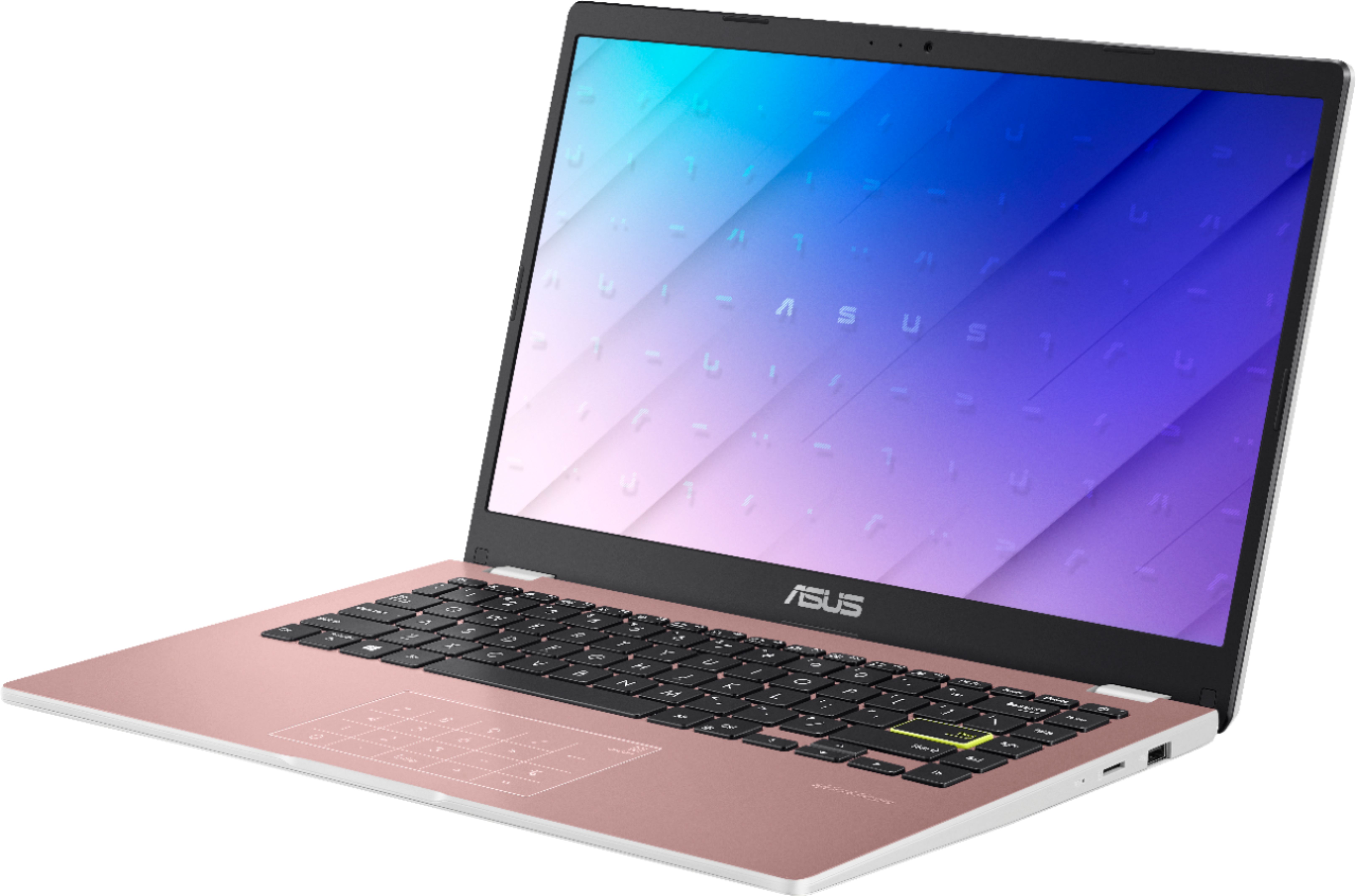 Left View: ASUS - 14.0" Laptop - Intel Celeron N4020 - 4GB Memory - 64GB eMMC - Rose Gold - Rose Gold