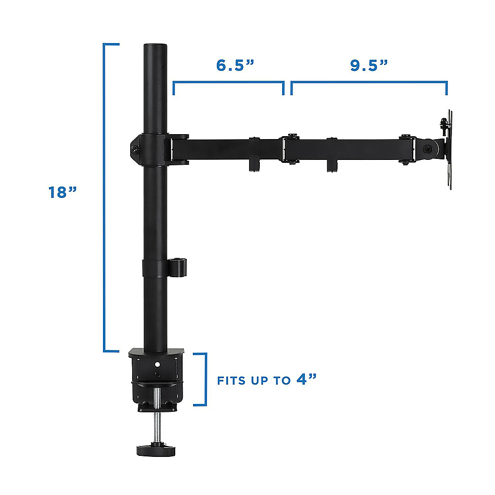 Black Steel Desktop Monitor Stand, Tilting And Rotating Bracket,  Pre-Drilled Mounting Holes, Cable Management, Rubber Padded Base, VESA  75x75 and