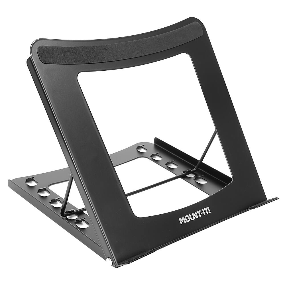 Angle. Mount-It! - Laptop Stand for Desk - Adjustable Height- Steel Riser - Black.