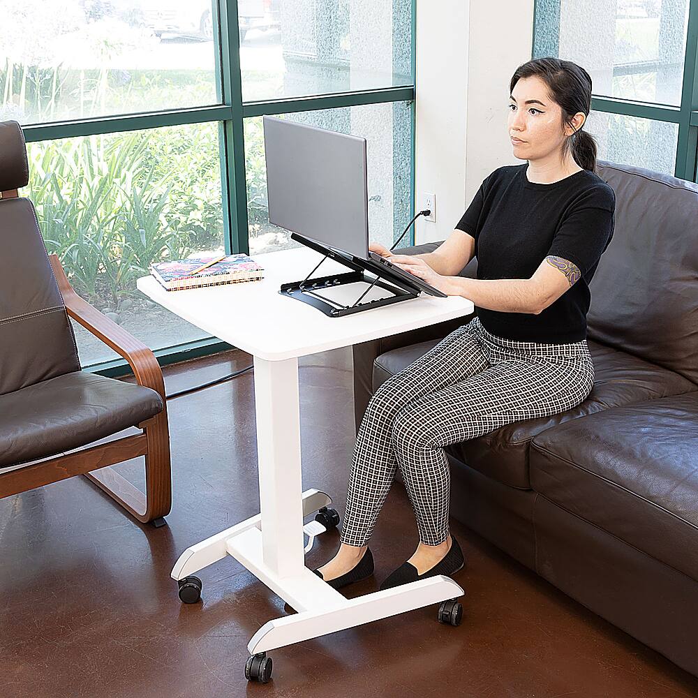 Alt View 11. Mount-It! - Laptop Stand for Desk - Adjustable Height- Steel Riser - Black.