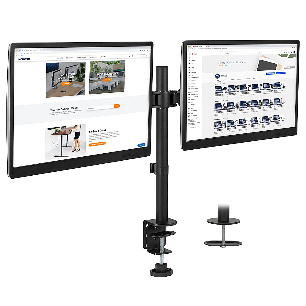 Angle View: Kanto - Dual Arm Desktop Monitor Mount for Most 13" - 27" Displays - Black