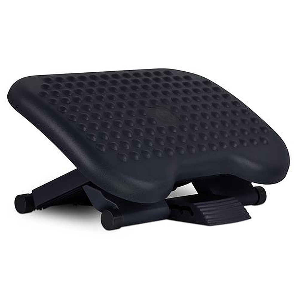 Angle View: Mind Reader - Active Adjustable Footrest for Under Desk, Ergonomic Tilting Design with Padded Leg Support - Black