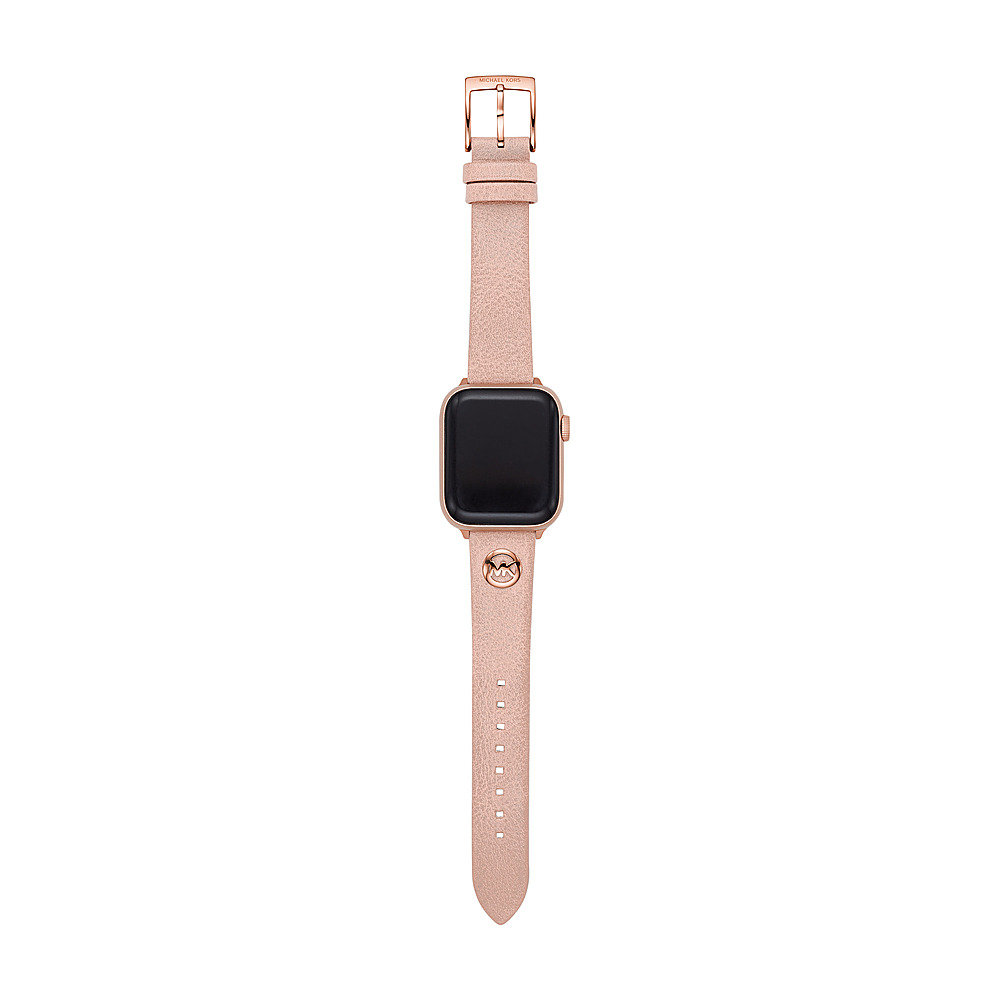 Left View: Michael Kors - Logo Charm Blush Leather 38/40mm Band for Apple Watch®