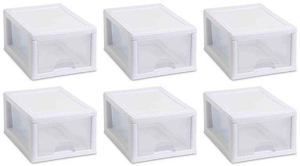 Sterilite Small Box Modular Stacking, Stackable Plastic Storage Drawers White