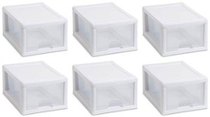 Sterilite - Small Box Modular Stacking Storage Drawer Container Closet (6 Pack) - Front_Zoom