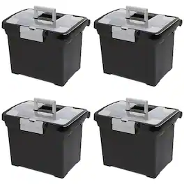 Sterilite - Portable Lockable File Box Organizer with Handle (4 Pack)