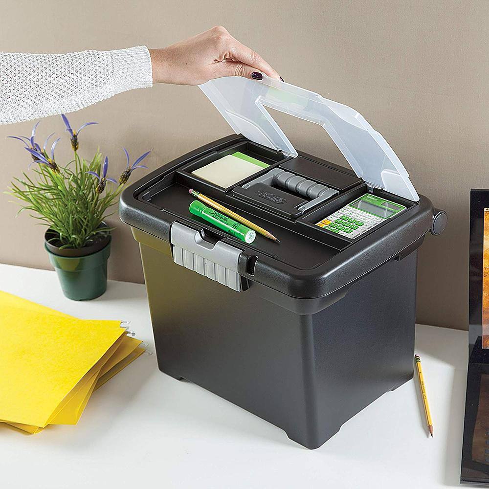 Alt View 13. Sterilite - Portable Lockable File Box Organizer with Handle (4 Pack).