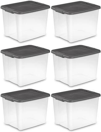 Front. Sterilite - Clear Latched Plastic Storage Container (6 Pack).