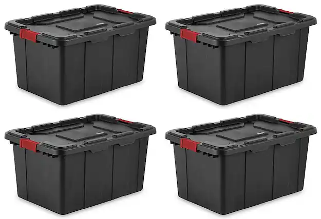 Front. Sterilite - Durable Industrial Storage Tote, (4 Pack) .
