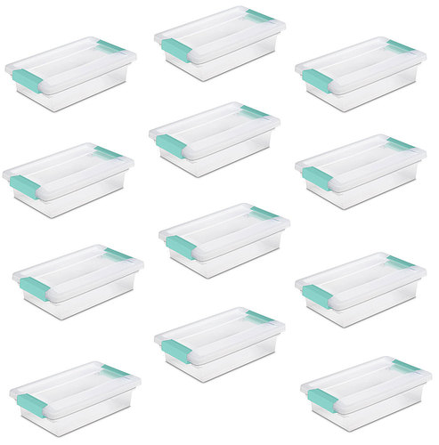 Sterilite - Small Clip Box Clear Storage Tote Container with Latching Lid, 12 Pack