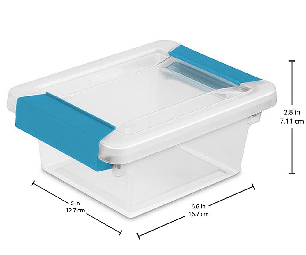 Alt View 11. Sterilite - Mini Plastic Storage Container with Latches (6 Pack) - Clear/Aquarium Blue.