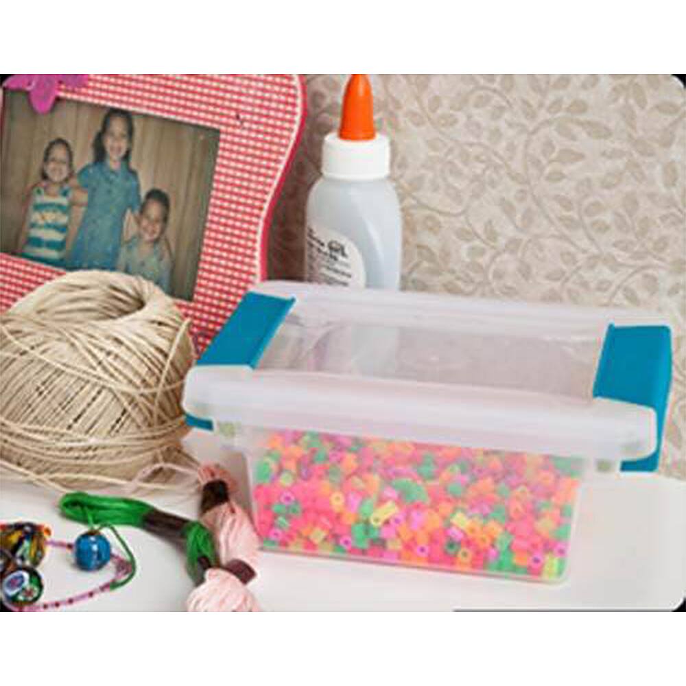 Alt View 13. Sterilite - Mini Plastic Storage Container with Latches (6 Pack) - Clear/Aquarium Blue.