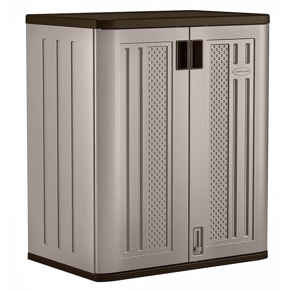 Front. Suncast - Heavy Duty Resin Garage Base Storage Cabinet - Platinum.