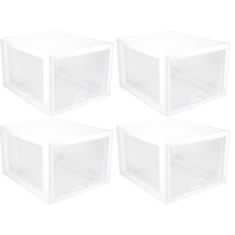 Front. Sterilite - Modular Stacking Storage Drawer Box Containers.