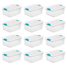 Sterilite - Clear Plastic Stackable Storage Tote Container (12 Pack)