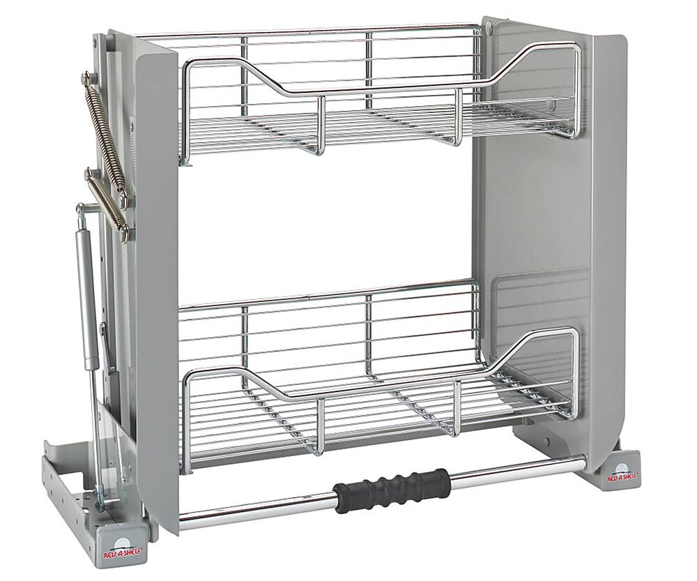 Front. Rev-A-Shelf - Chrome Convenient Wall Cabinet Pull-Down Shelf System.