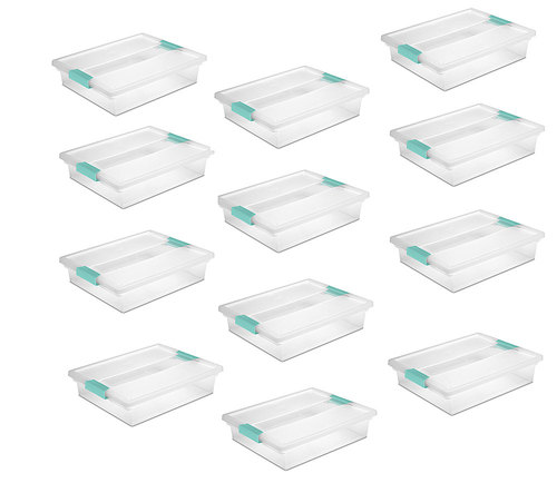 Sterilite - Large Plastic File Clip Box Storage Tote Container with Lid (12 Pack)