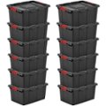 Front Zoom. Sterilite - Durable Rugged Industrial Tote w Latches (12 Pack) - Black.