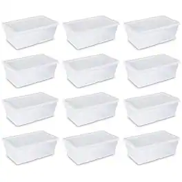 Sterilite - Large Plastic Bin Organizer Storage Basket w/ Handles, (6 Pack)