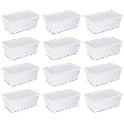 Front. Sterilite - Large Plastic Bin Organizer Storage Basket w/ Handles, (6 Pack).