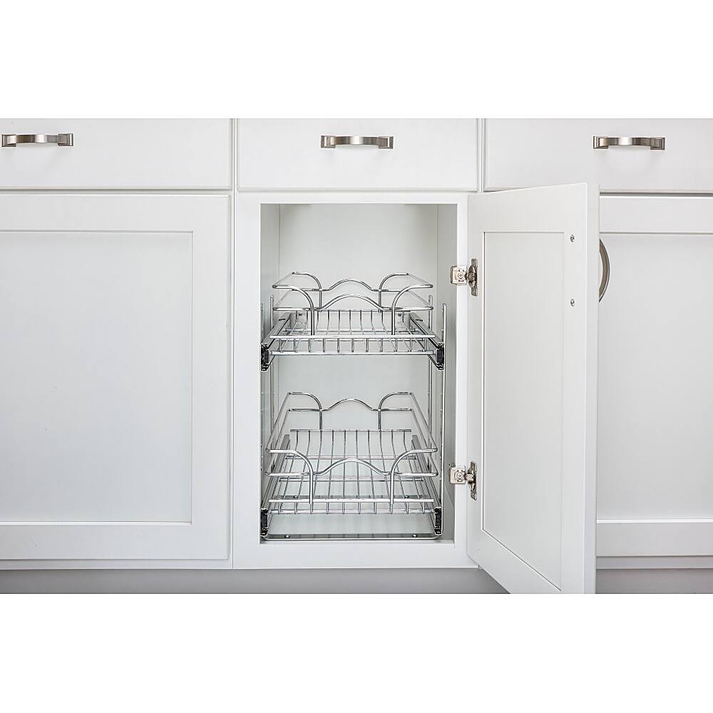 Alt View 12. Rev-A-Shelf - Two-Tier Kitchen Storage Wire Basket - Chrome.