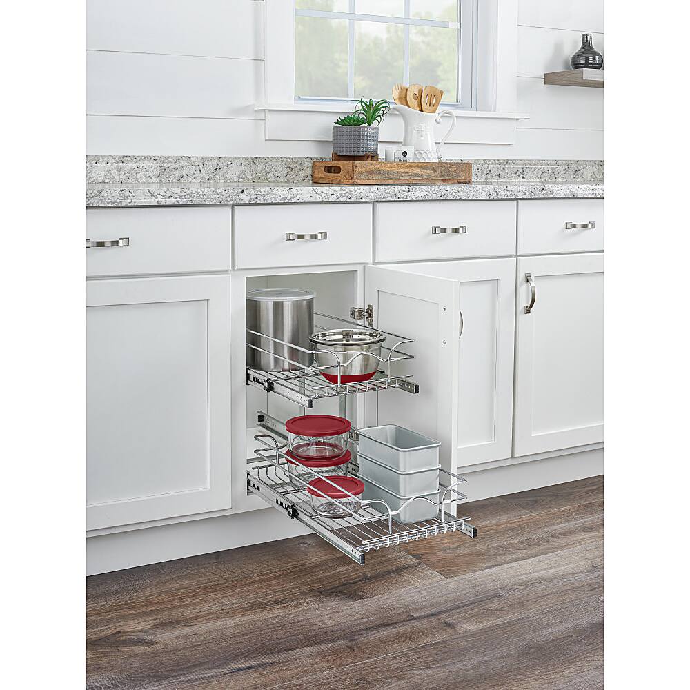 Alt View 13. Rev-A-Shelf - Two-Tier Kitchen Storage Wire Basket - Chrome.