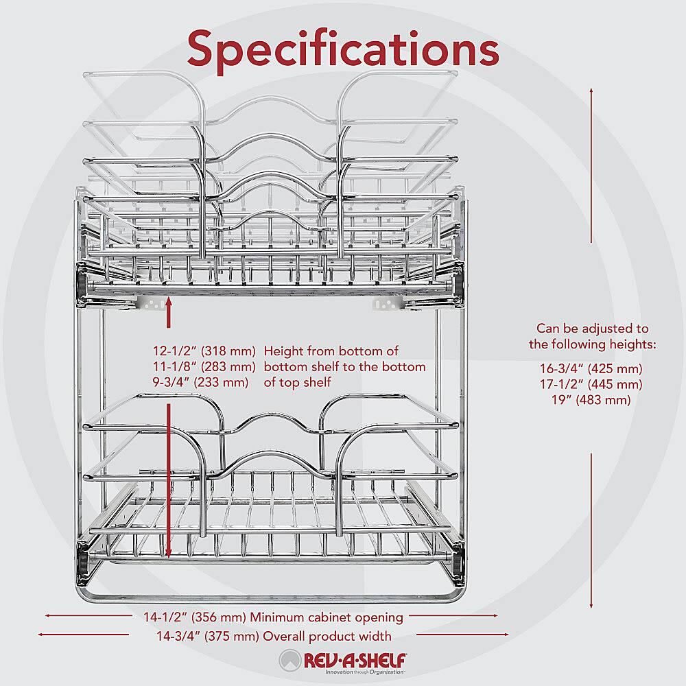Alt View 15. Rev-A-Shelf - Two-Tier Kitchen Storage Wire Basket - Chrome.