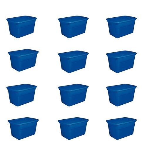 Sterilite - Plastic Stackable Storage Tote Container Box (12 Pack) - Blue