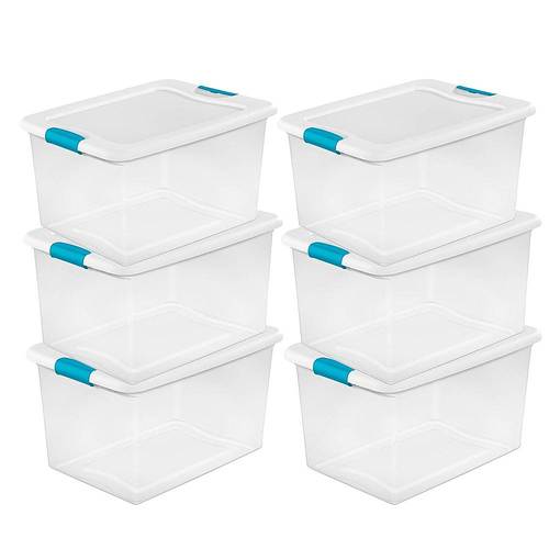 Sterilite - Clear Plastic Storage Boxes Bins Totes w/ Latches (6 Pack)