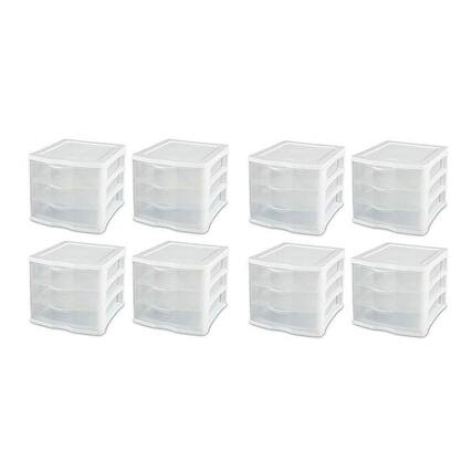 Front. Sterilite - ClearView Compact Portable Drawer Organizer Cabinet (8 Pack).