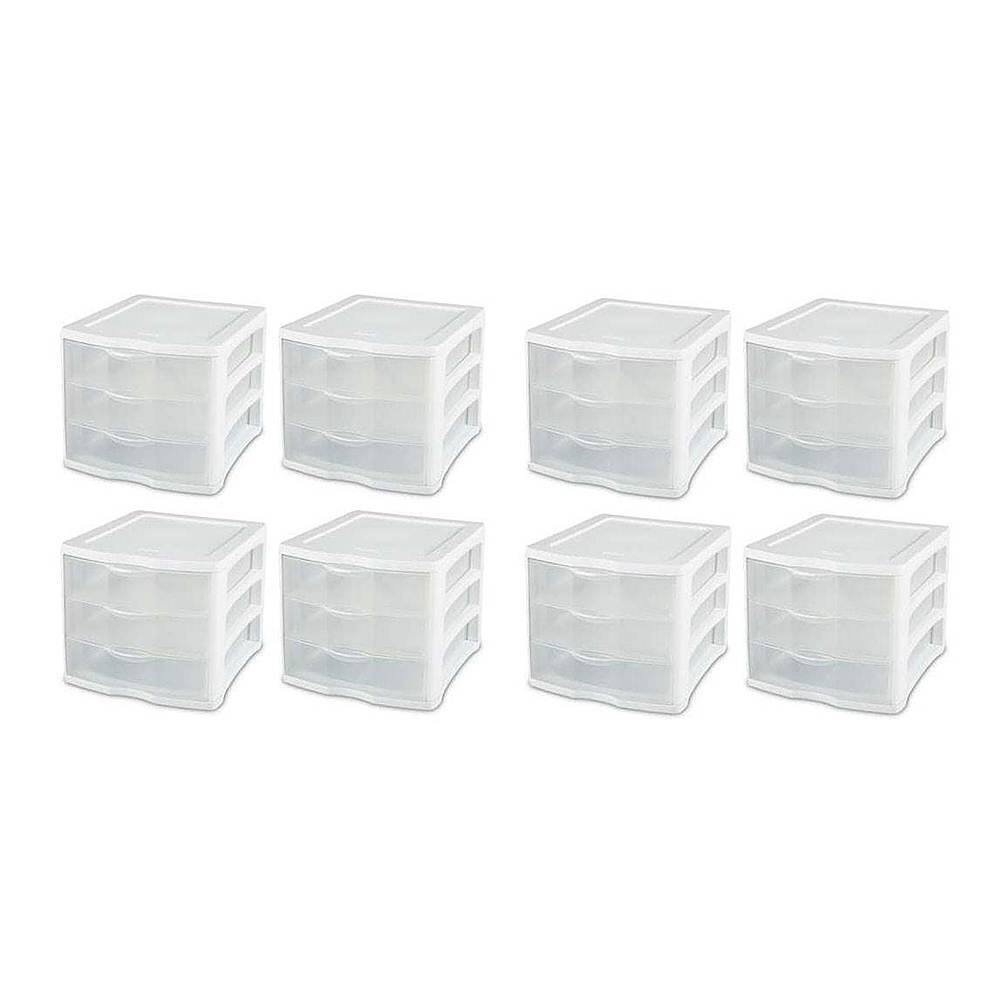 Front. Sterilite - ClearView Compact Portable Drawer Organizer Cabinet (8 Pack).