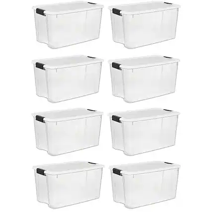 Front. Sterilite - Ultra Latch Storage Box (8 Pack) - Clear/White.